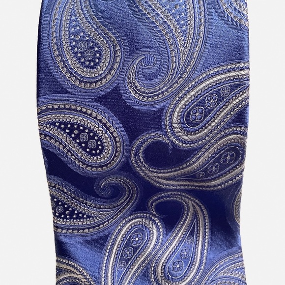 MICHAEL KORS Silk Medium Blue Woven Paisley Tie - Picture 1 of 10